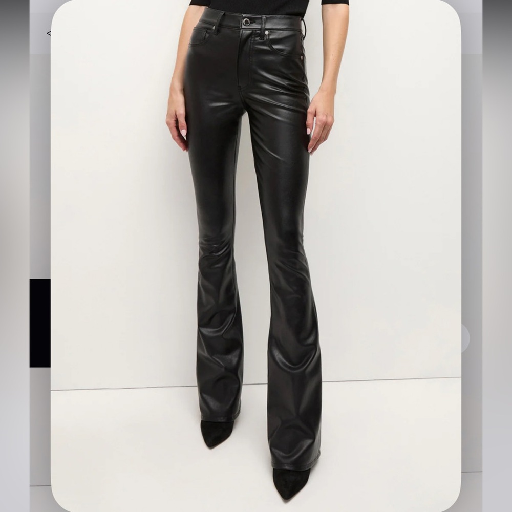 Veronica Beard High-Rise Stretch Vegan Leather Beverly Pant in Black - Picture 3 of 16